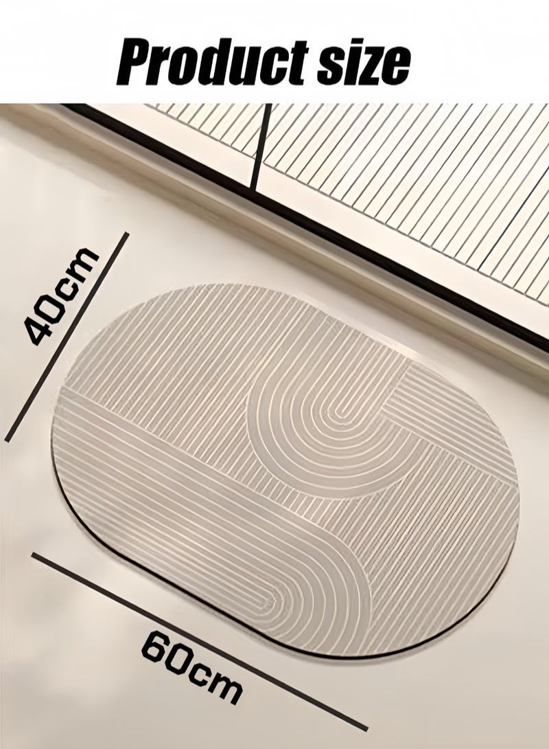 شو وو سجادة حمام من الدياتوم، سجادات أرضية للحمام مانعة للانزلاق، وسجادة حمام سريعة الجفاف، سجادة حوض استحمام فائقة الامتصاص مانعة للانزلاق، سميكة، ناعمة، سهلة التنظيف، 40 × 60 سم - Image 2